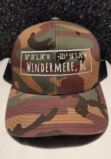 Lake Windermere Coordinates Camo Hat