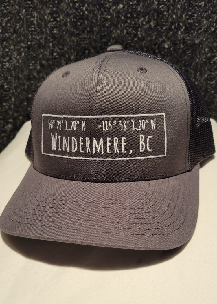 Lake Windermere Lake Coordinates Hat - Grey